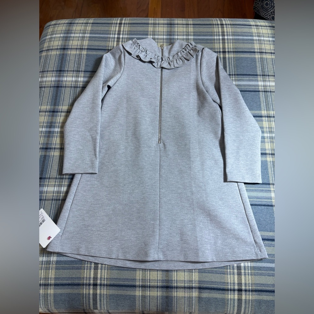 Tartine et Chocolat Girls' Light Gray Ruffle Yoke Dress - Picture 3 of 8